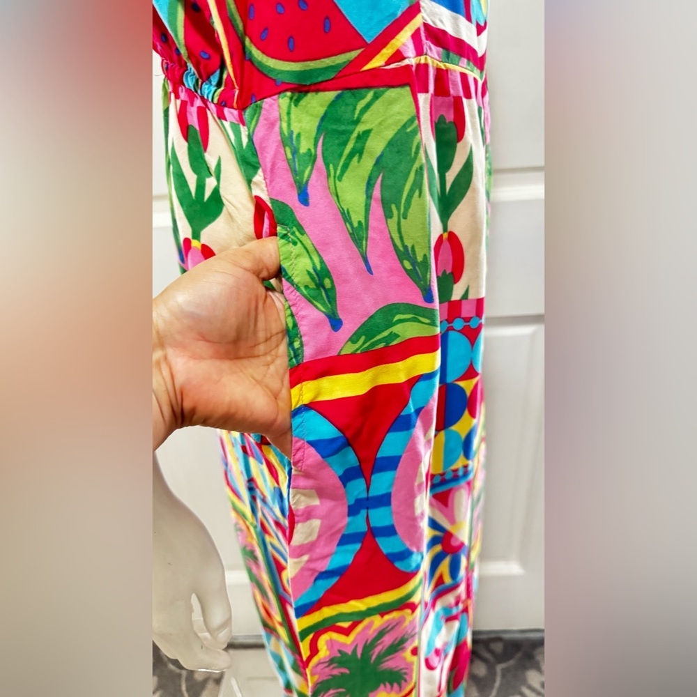 Sincerely Jules 100%Rayon Floral Multicolor Patterned Jumpsuit Size Large - Picture 5 of 13
